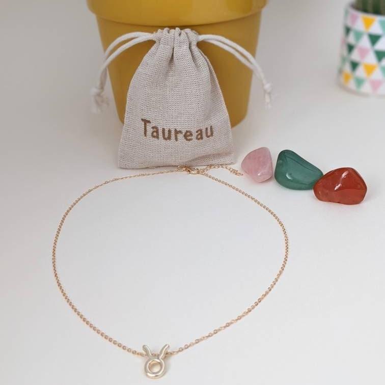 TAUREAU - Collier astro+Pack lithothérapie (3 pierres) - mygemmies
