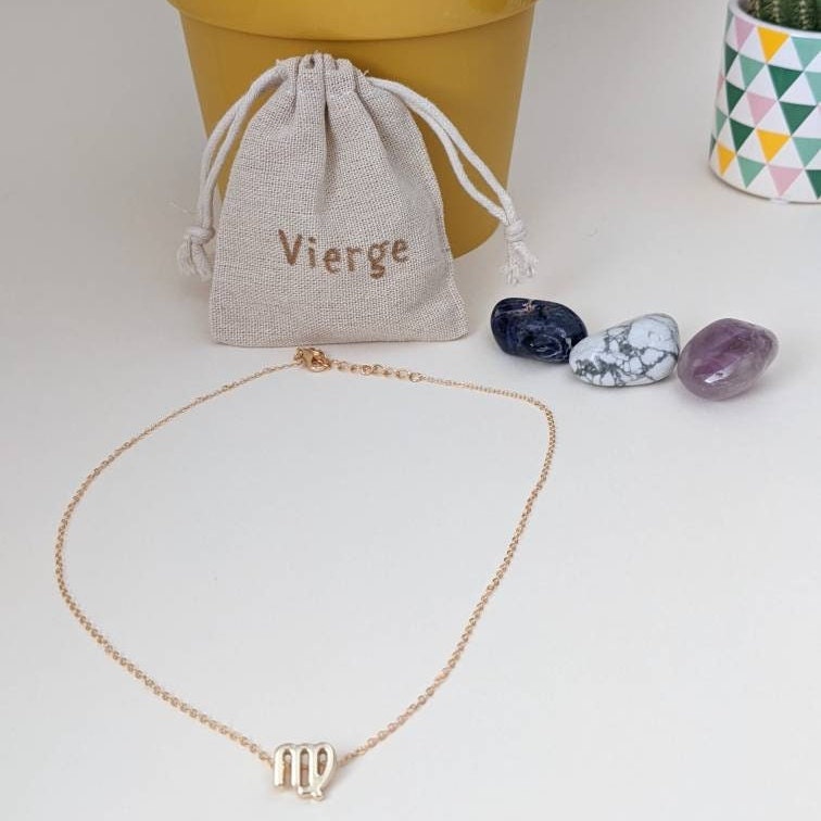 VIERGE - Collier astro+Pack lithothérapie (3 pierres) - mygemmies