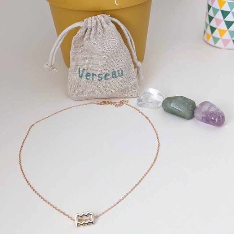 VERSEAU - Collier astro+Pack lithothérapie (3 pierres) - mygemmies